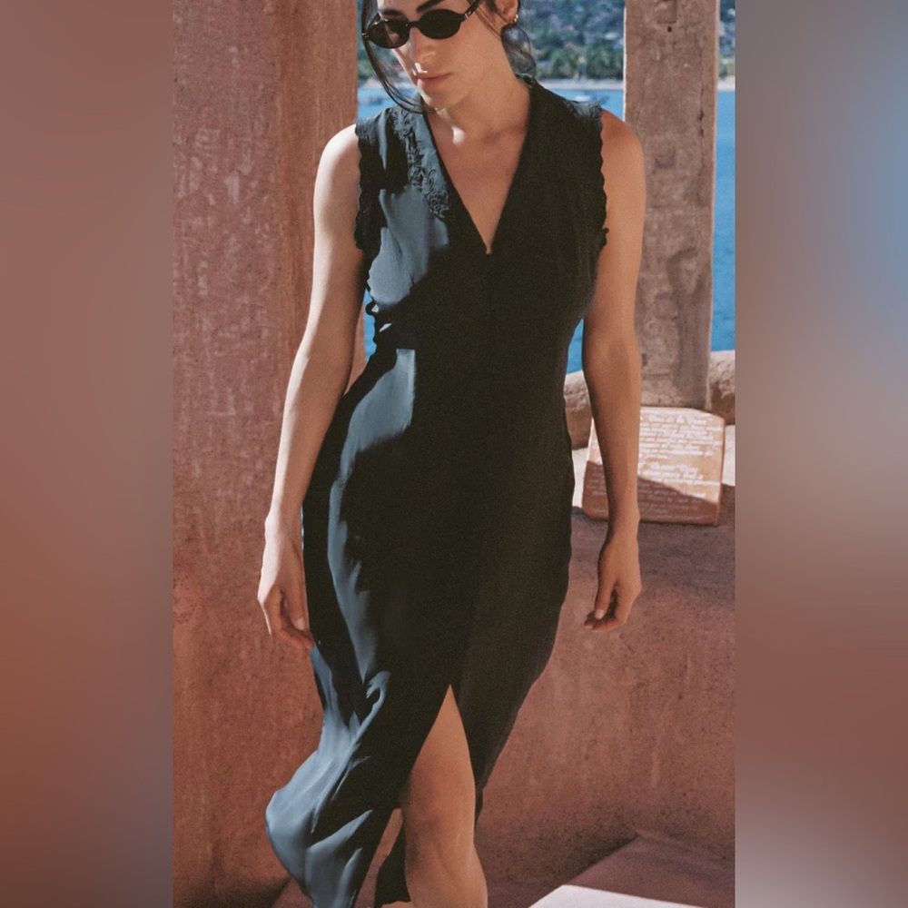 🖤Ciao Lucia Black Ikal Embroidered Silk Dress Small🖤